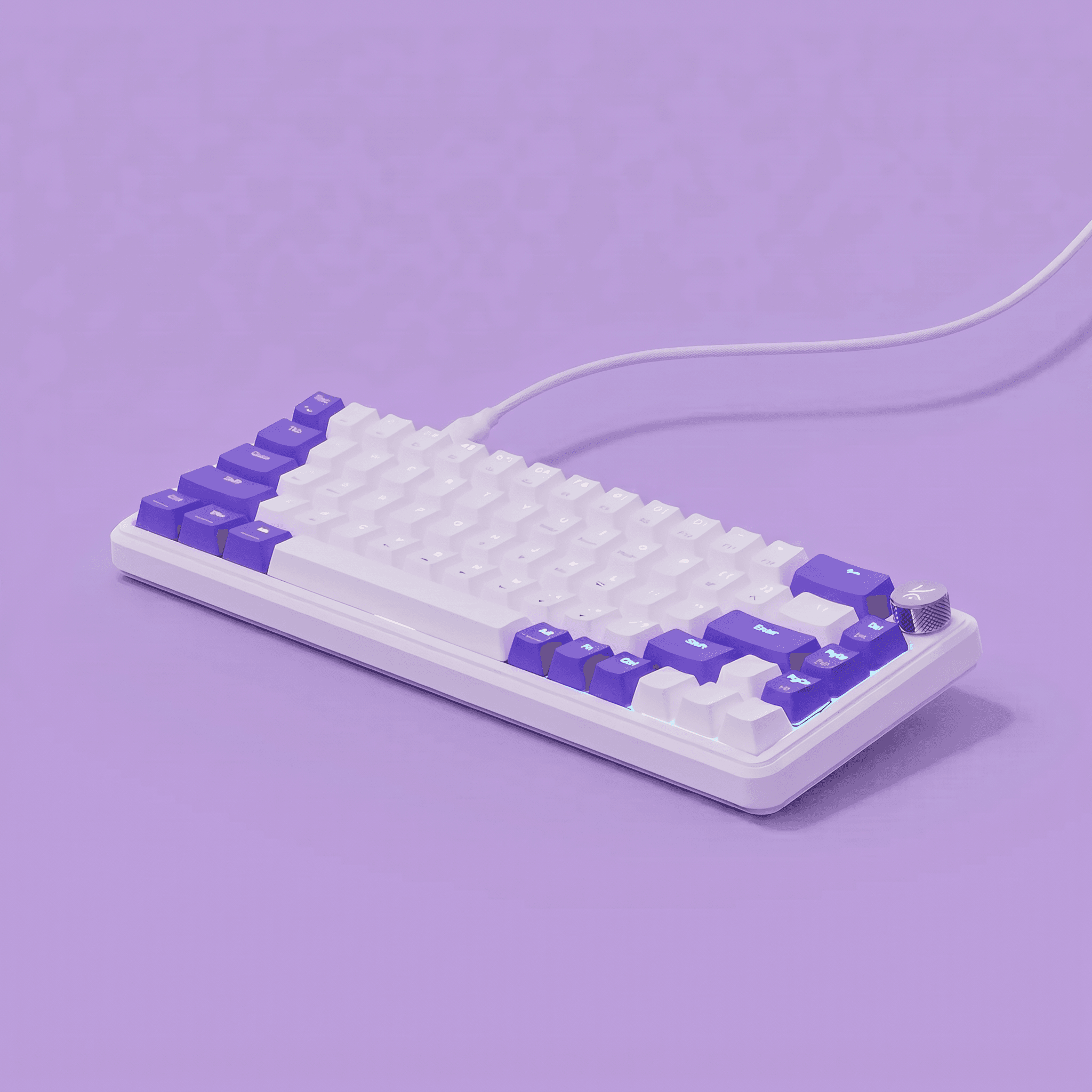 Hive65 White Purple Wired Mechanical Gaming Keyboard