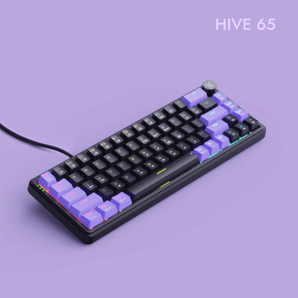 Hive65 Black Purple Wired Mechanical Gaming Keyboard