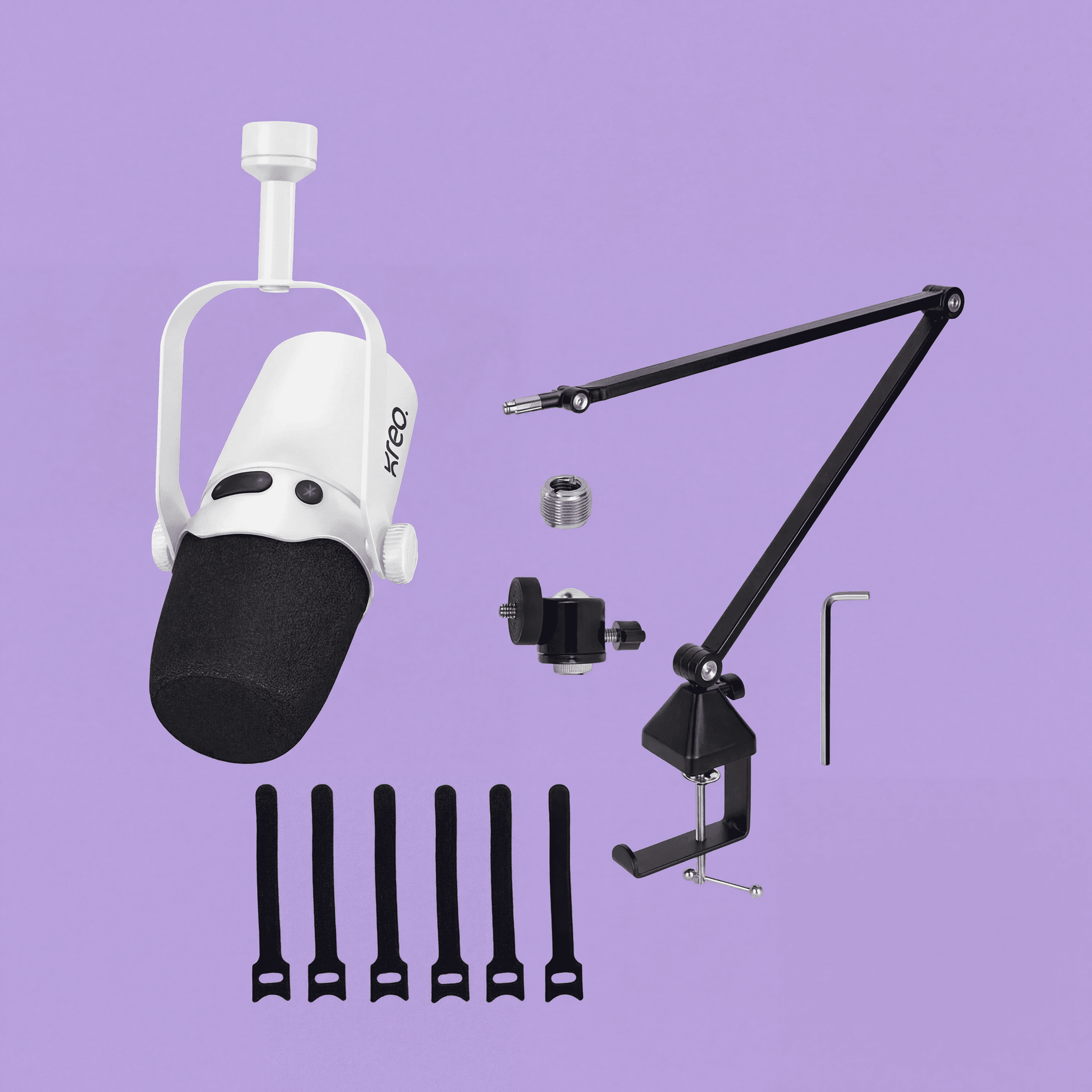 Kast White Dynamic Mic + Rod Pro Boom Arm Combo