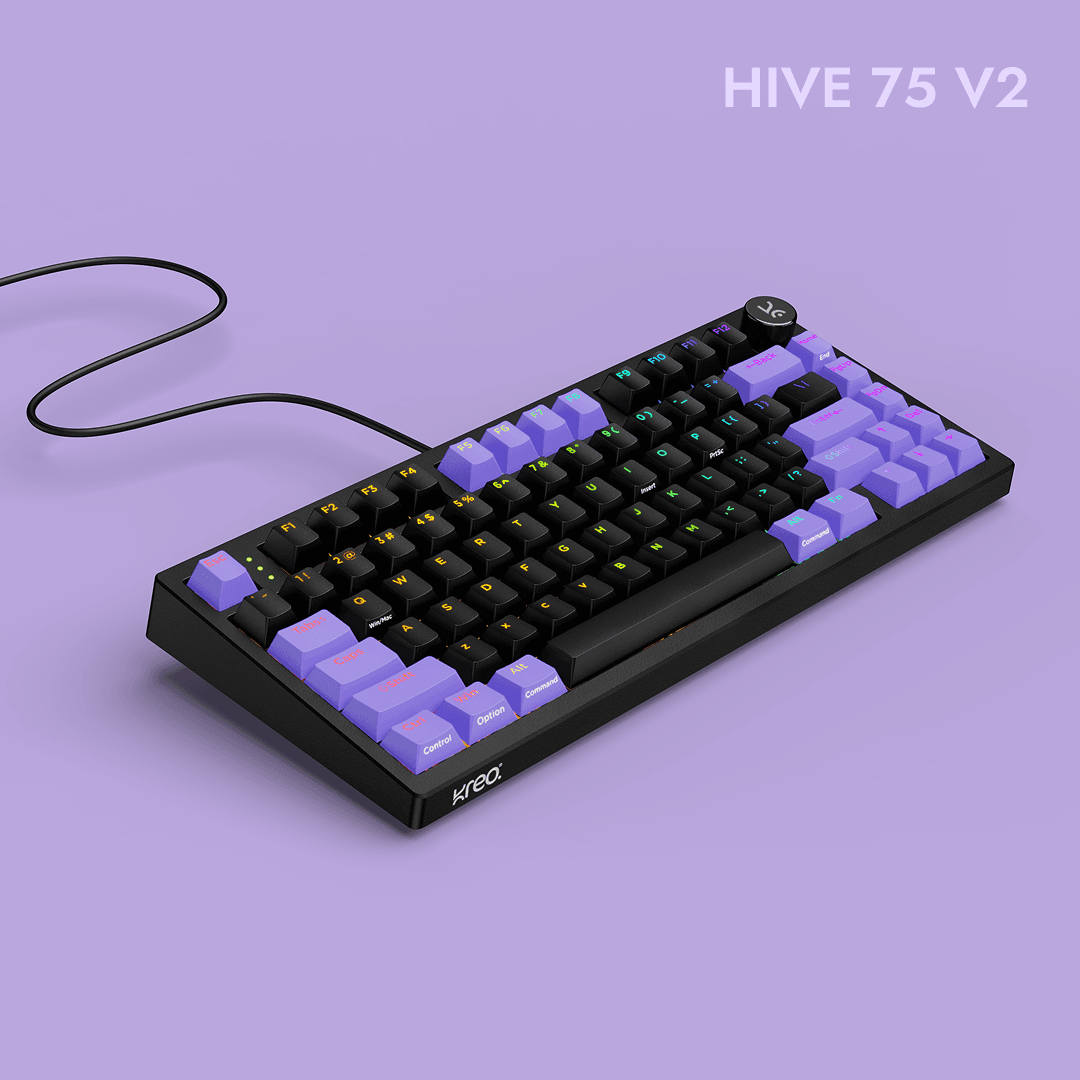Hive75 V2 Black Purple Wired Mechanical Gaming Keyboard
