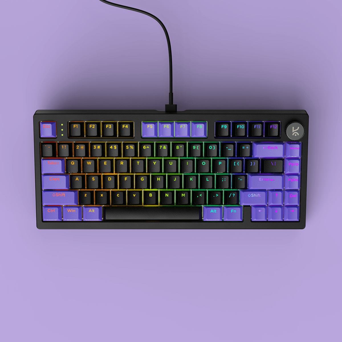 Hive75 V2 Black Purple Wired Mechanical Gaming Keyboard