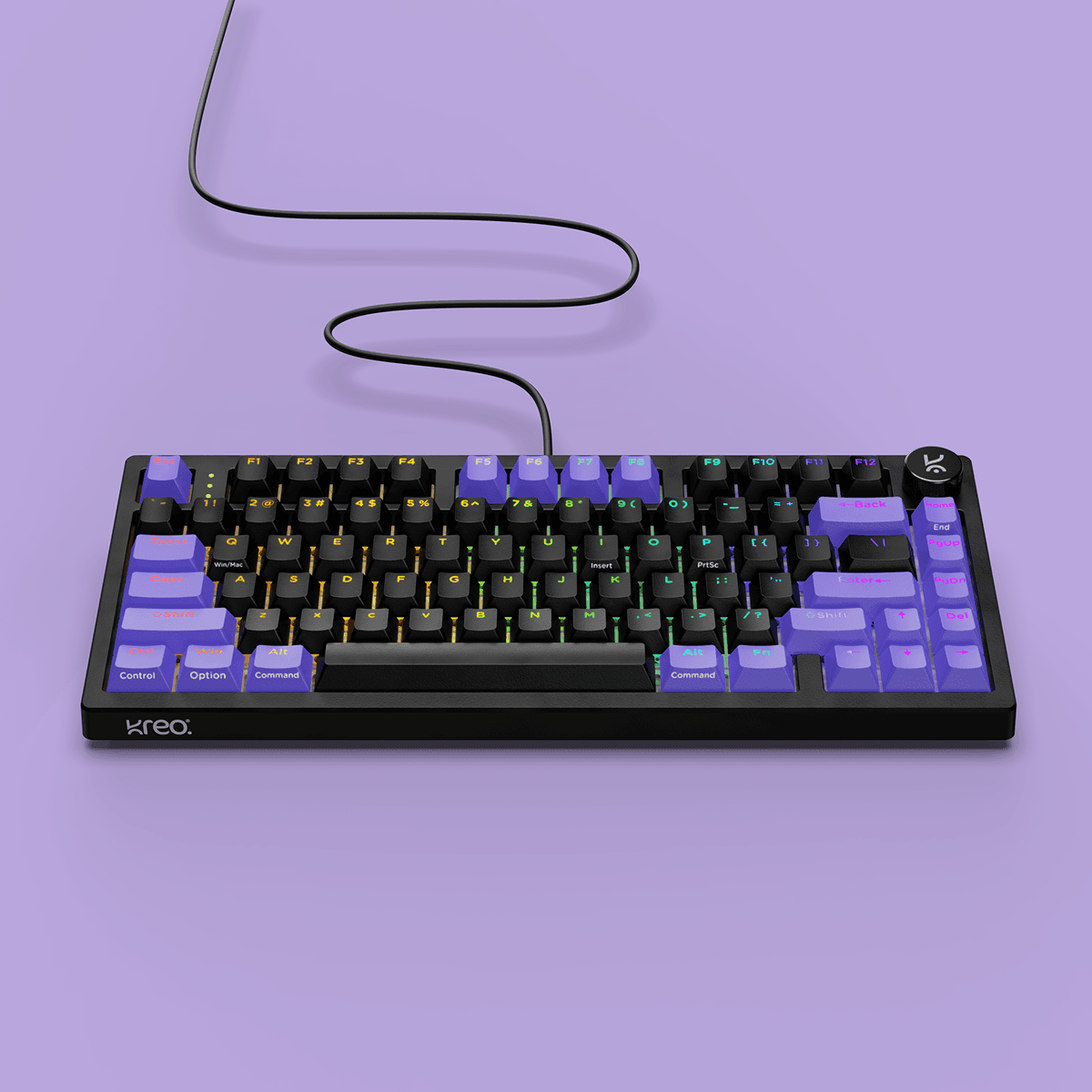 Hive75 V2 Black Purple Wired Mechanical Gaming Keyboard